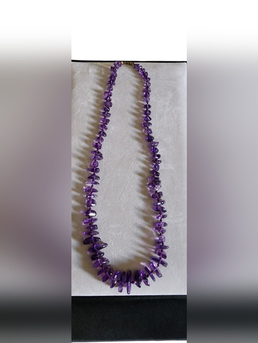 Estate Vintage Natural Stick/Bead Amethyst Stone Necklace 22" Hand Strung EUC!
